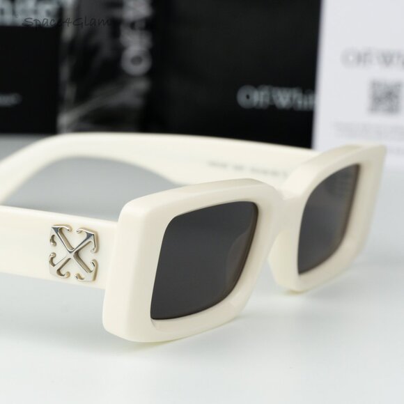 Off-White Women Sunglasses White Grey Square OERI127 ARTHUR 0107 NEW AUTHENTIC main image 4